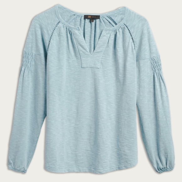 NWT Frye Boho Smocked Knit Peasant Blue Top L - Picture 9 of 11